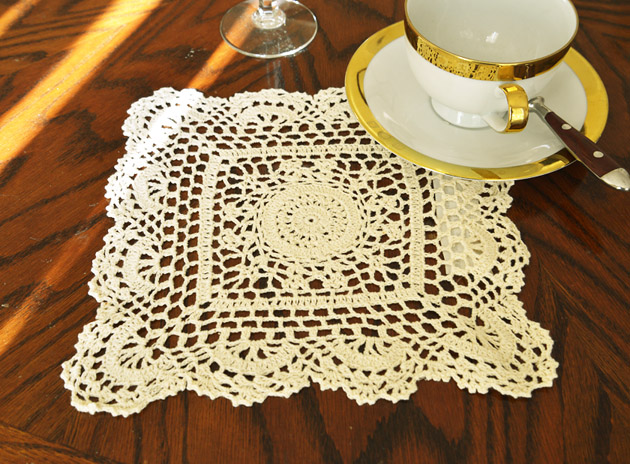 Wheat color Square Crochet Lace Doilies 10"x10" Square Crochet. - Click Image to Close